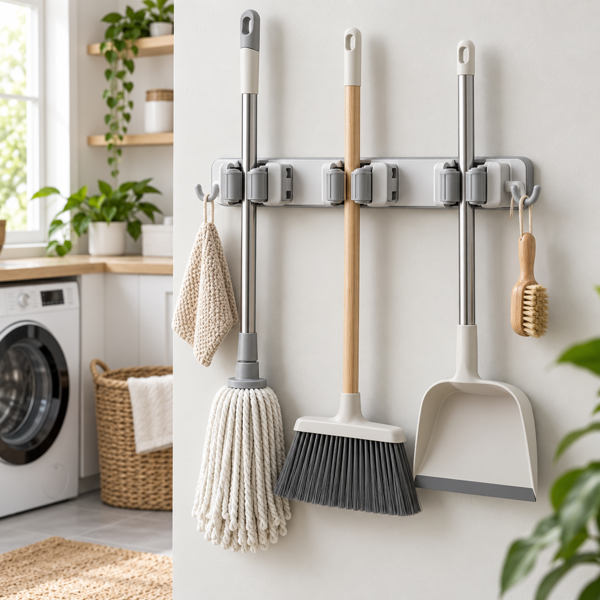 Lumqivo GripWall Mop & Broom Organizer
