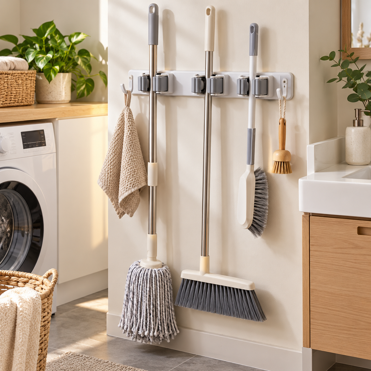 Lumqivo GripWall Mop & Broom Organizer