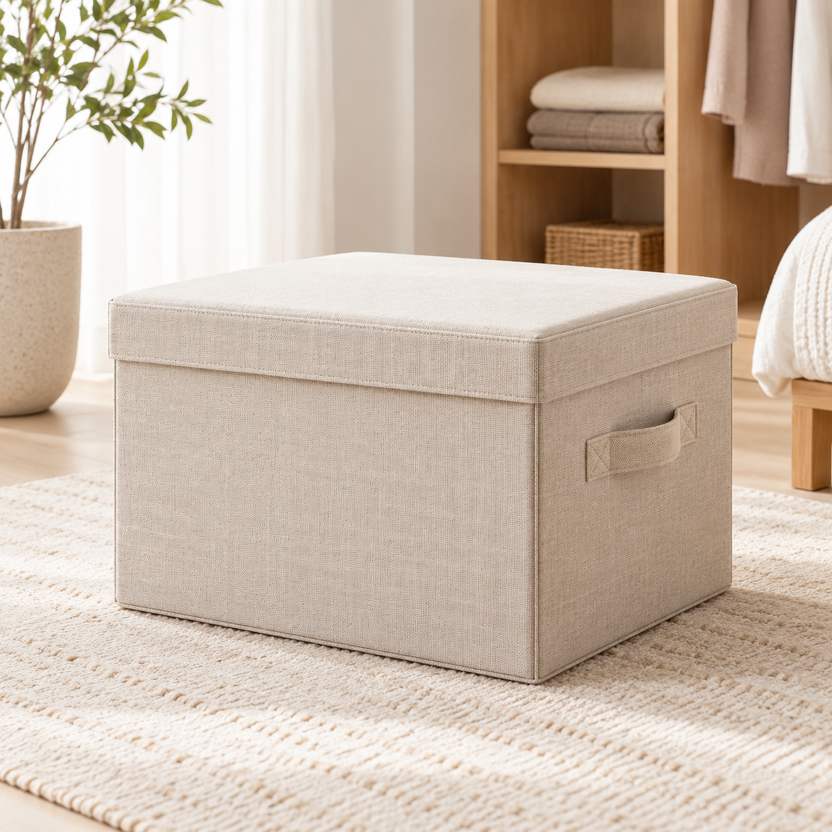 Lumqivo StackEase Lidded Fabric Storage Box