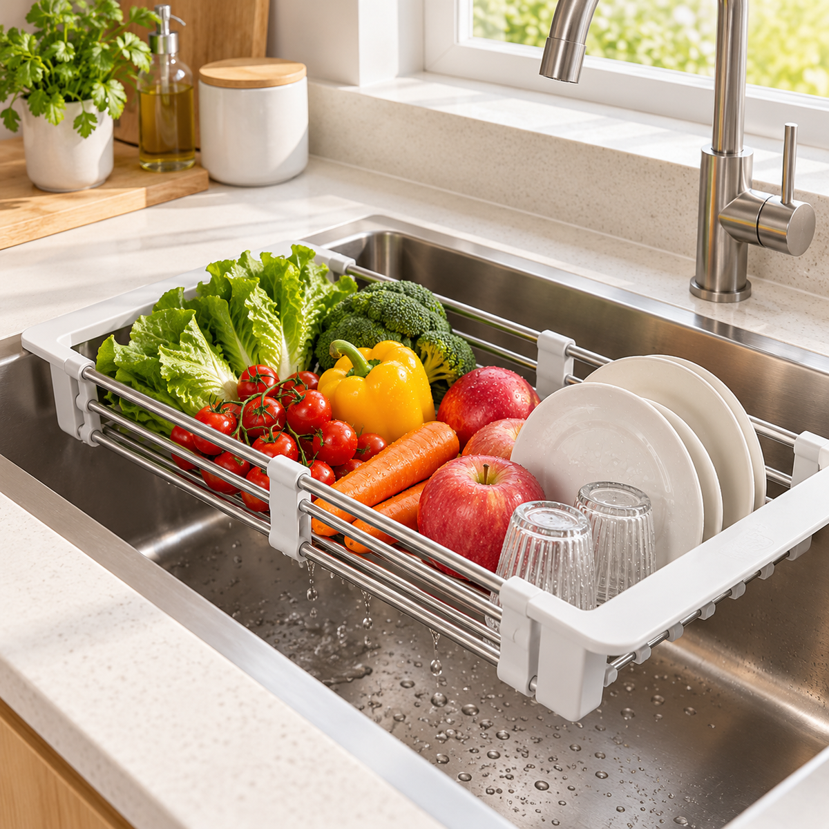 Lumqivo SinkFlex Expandable Over-Sink Drying Rack