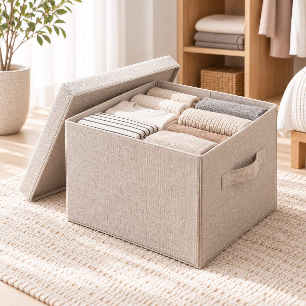 Lumqivo StackEase Lidded Fabric Storage Box
