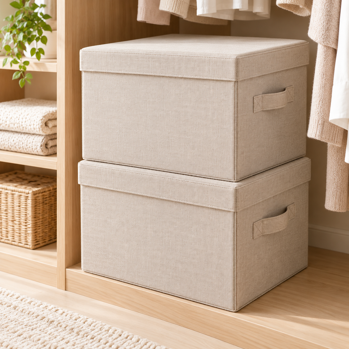 Lumqivo StackEase Lidded Fabric Storage Box