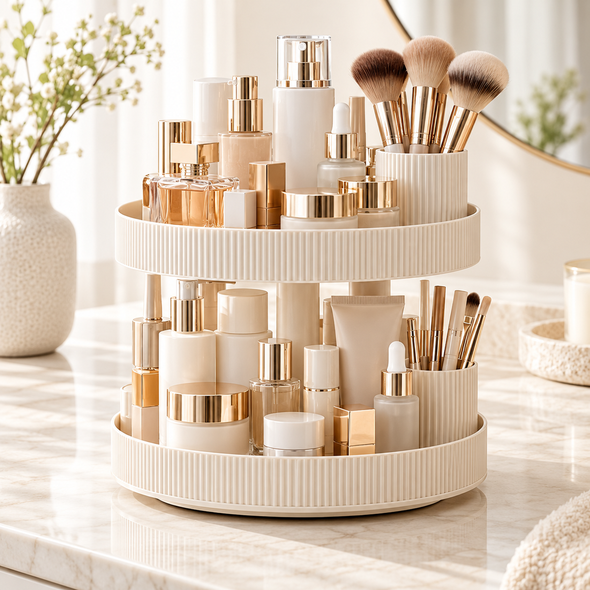 Lumqivo SpinGlow 360° Rotating Makeup Organizer