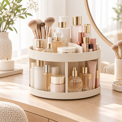 Lumqivo SpinGlow 360° Rotating Makeup Organizer